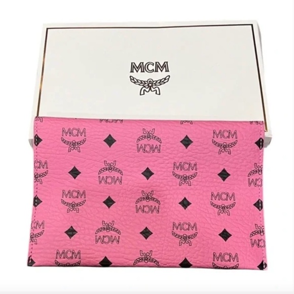 MCM Visetos Leather Envelope Clutch Pink - Picture 2 of 4